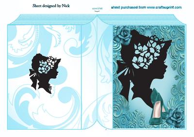 Silhouette on Vintage Lady and Modern Folded Book