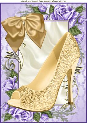 Cream Shoe with Cream Bow in Lilac Rose Frame A4
