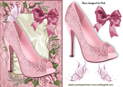 Pink Sparkle Shoes in Rose Frame with Bow