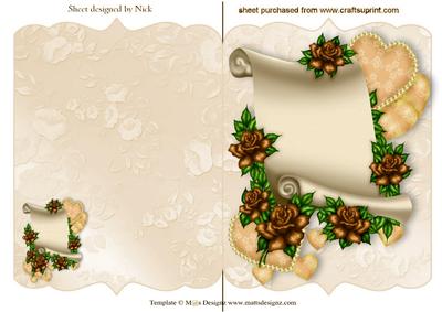 Gold Roses on a Scroll with Gold Scalloped Frame