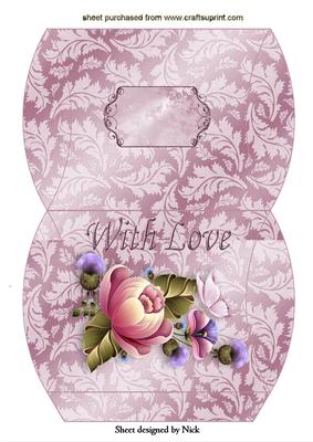 Pink Flourish and Roses with Love Pillow Box