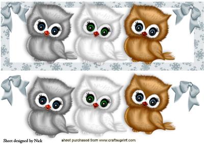 Gorgeous Little Owls in Snowflake Dl with Bows