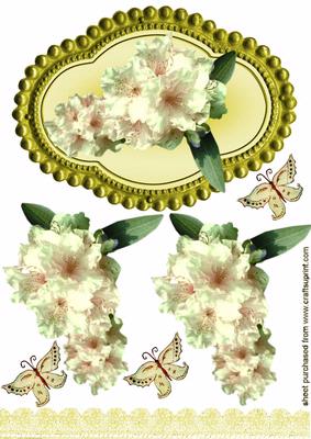 Vintage Look with Lovely Cream Flowers in Gold Frame