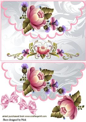Pretty Flowers and Bow on Scalloped Envelope
