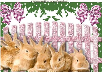 Pretty Pink Garden with Cute Fluffy Bunnies A4