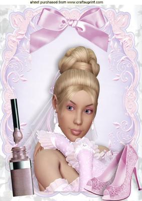 Pretty Lady with Pink Shoes and Lip Gloss A4