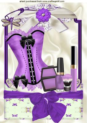 Lilac Basque with Accessories in Viintage Frame A4