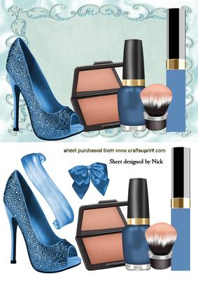 Blue Sparkly Shoes with Makeup & Bow