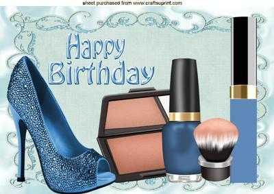 Birthday Girl! Blue Sparkly Shoes with Makeup A4