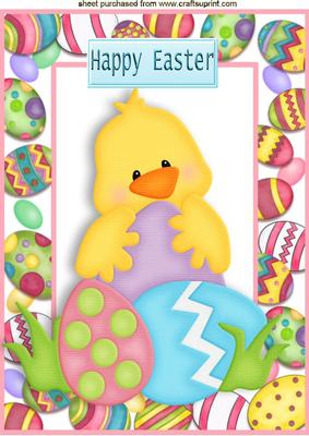 I Love Easter! Cute Little Yellow Chick with Eggs A4