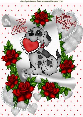 Hearts and Roses with Cute Little Puppy A4