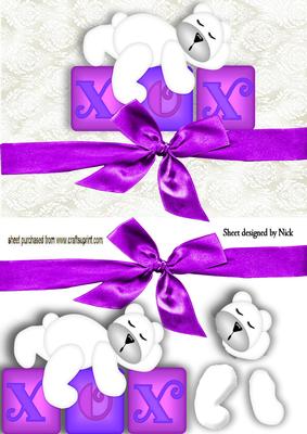 Xox Cute Little White Bear with Bow