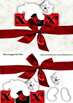 Xox Cute Little White Bear with Big Red Bow