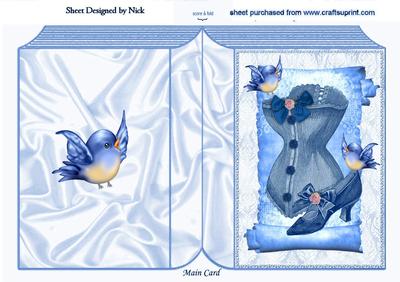 Ladies Vintage Accessories with Blue Birds Folded Book
