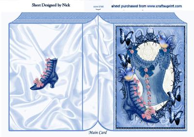 Blue Birds with Blue Vintage Ladies Access Folded Book