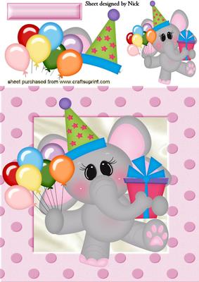 Little Ele Celebrating Her Birthday 8x8
