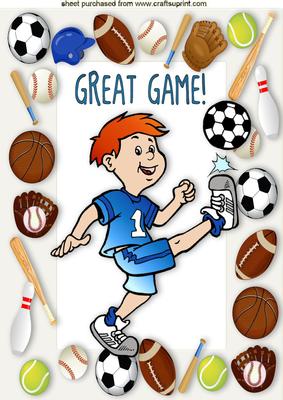 Great Game Footballer in Sports Frame A4