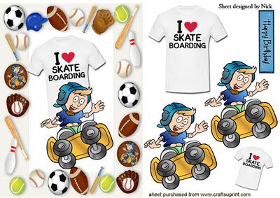 I Love Skate Boarding in Sports Frame