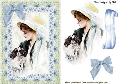 Elegant Lady with Cavalier in Floral Frame