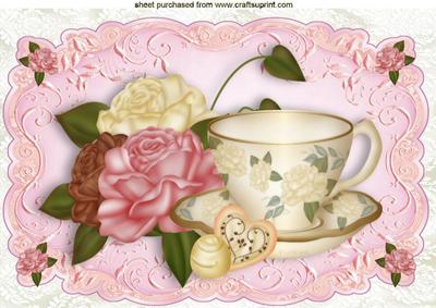 Afternoon Tea with Pretty Roses A4