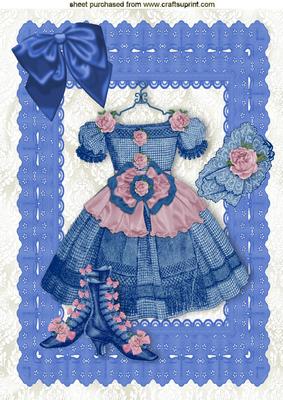 Vintage Dress in Pink/blue with Bow A4