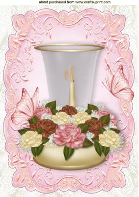 Candle Display with Roses and Butterflies A4