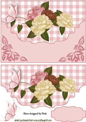Roses with Gingham on Scalloped Envelope