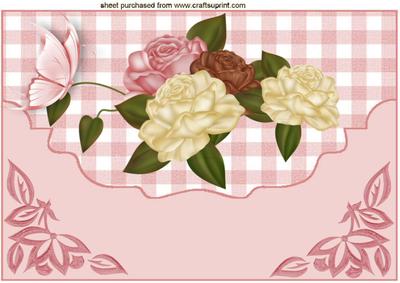 Roses with Gingham on Scalloped Envelope A4