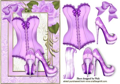Gorgeous Lilac Basque with Shoes in Rose Frame