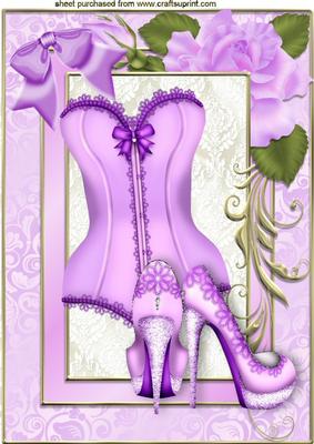 Gorgeous Lilac Basque with Shoes in Rose Frame A4