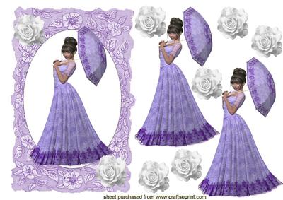 Lovely Lady in Lilac with Matching Lace Frame