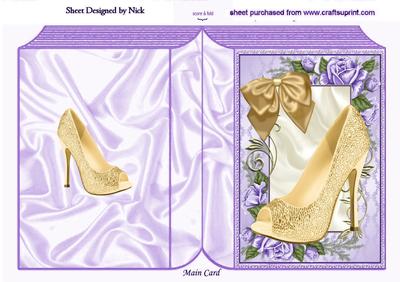 Gold Shoe in Lilac Rose Frame Folded Book