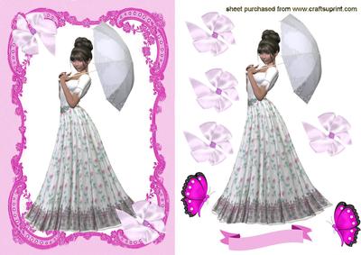 Pretty Lady in Pink Lace Frame