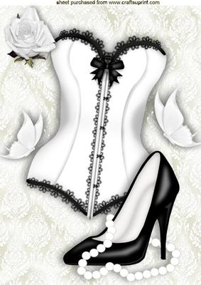 Ooh! Sexy Number with Black Shoes and Pearls on Lace A4