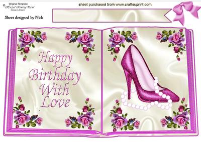 Pink Shoe with Pearls in Rose Open Book A4