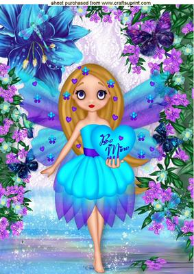 Be Mine Fantasy Faerie with Waterfall and Flowers A4
