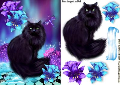 Black Persian with Green Eyes in Fantasy Design