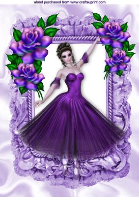 Purple Roses with Dancing Ballerina A4