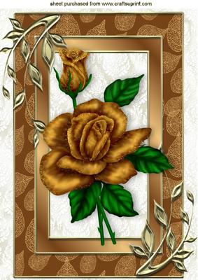 Gold Roses in Leaf Frame A4