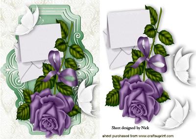 Puple Rose with Letter and Butterflies