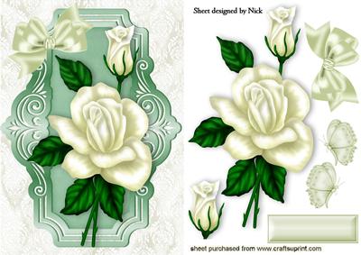 Cream Roses with Butterflies and Cream Bow