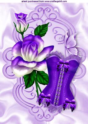 Purple Roses with Basque and Butterfly A4
