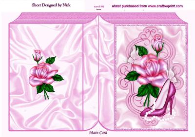 Pink Roses, with Pink Shoe and Pearls Folded Book