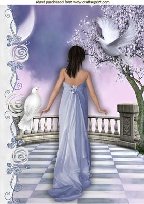 Elegant Lady with Doves in the Garden A4