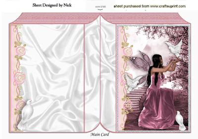 Pretty Pink Faerie with Doves Folded Book