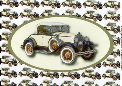Lovely A4 Vintage White Car in Oval with Matching Backing Paper