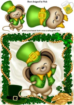 Cute Dancing Mouse in Top Hat Dancing on Patty's Day 8x8