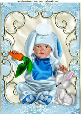 Cute Bunny Baby, with Rabbits A4