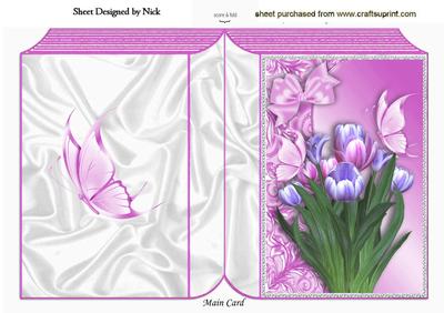 Pink/purple Tulips with Butterflies Folded Book