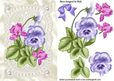 Pansy and Iris on Vintage Lace